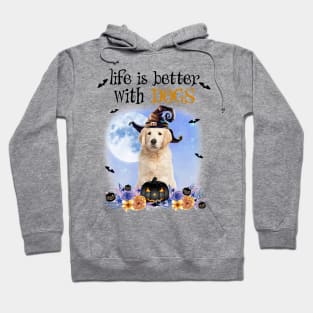 Golden Retriever Witch Hat Life Is Better With Dogs Halloween Hoodie